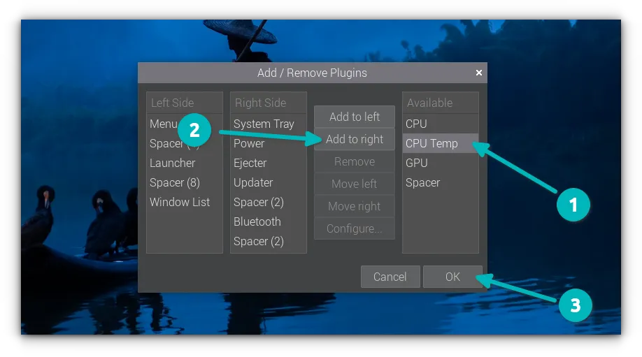 Add CPU temperature to the top panel in Raspberry Pi