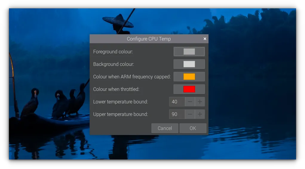 Options for changing the CPU temperature monitoring