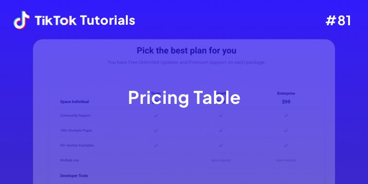 TikTok Tutorial #81 – How to create a Pricing Table