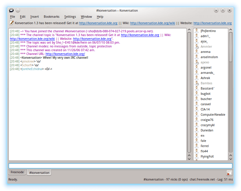 Konversation IRC Client for Linux