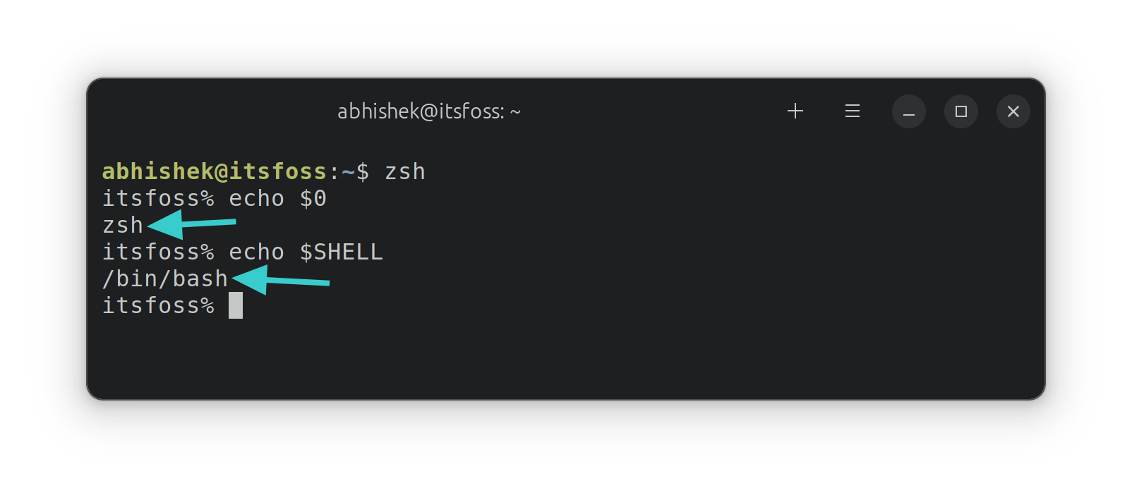 Current shell vs default shell