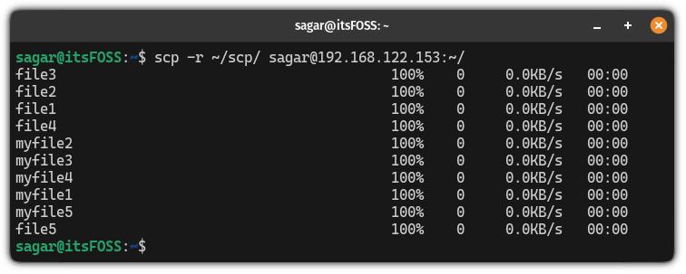send files recursively using the scp command in linux